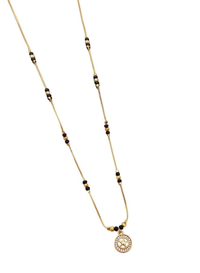sweeply Elegant Stylish Mangalsutra with Star-Shaped Pendant & Black Beads for Women | Elegant Daily, Wear Jewelry, Best Birthday Gift, perfect for Anniversary, Mother's Day gift, Velentine Gift, Gift for Diwali - Image 1
