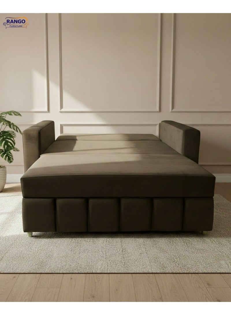 Rango Furniture Sofa Bed with Drawer, Width 1.50m, Depth 80cm, Bed Length 1.85m, Color: Brown - Image 2