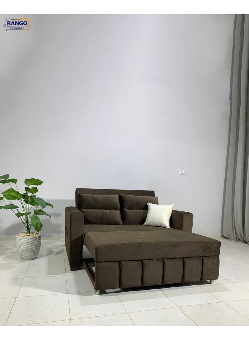 Rango Furniture Sofa Bed with Drawer, Width 1.50m, Depth 80cm, Bed Length 1.85m, Color: Brown - Image 4