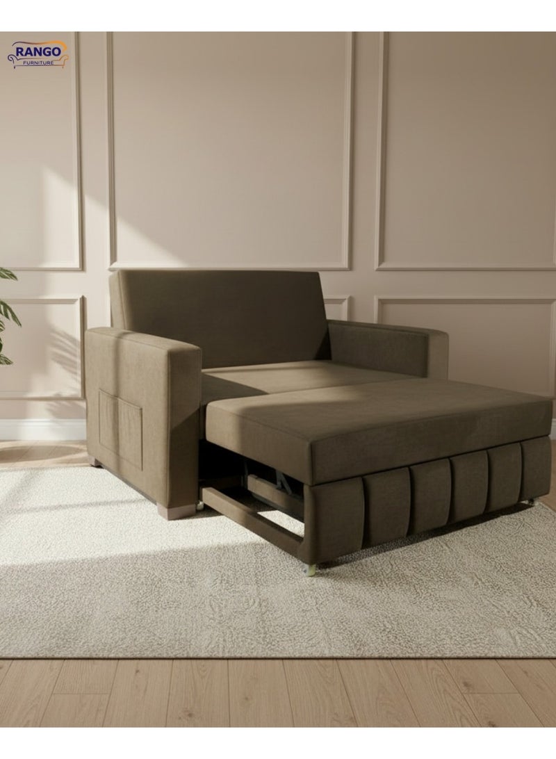 Rango Furniture Sofa Bed with Drawer, Width 1.50m, Depth 80cm, Bed Length 1.85m, Color: Brown - Image 3