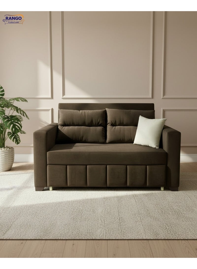 Rango Furniture Sofa Bed with Drawer, Width 1.50m, Depth 80cm, Bed Length 1.85m, Color: Brown - Image 5