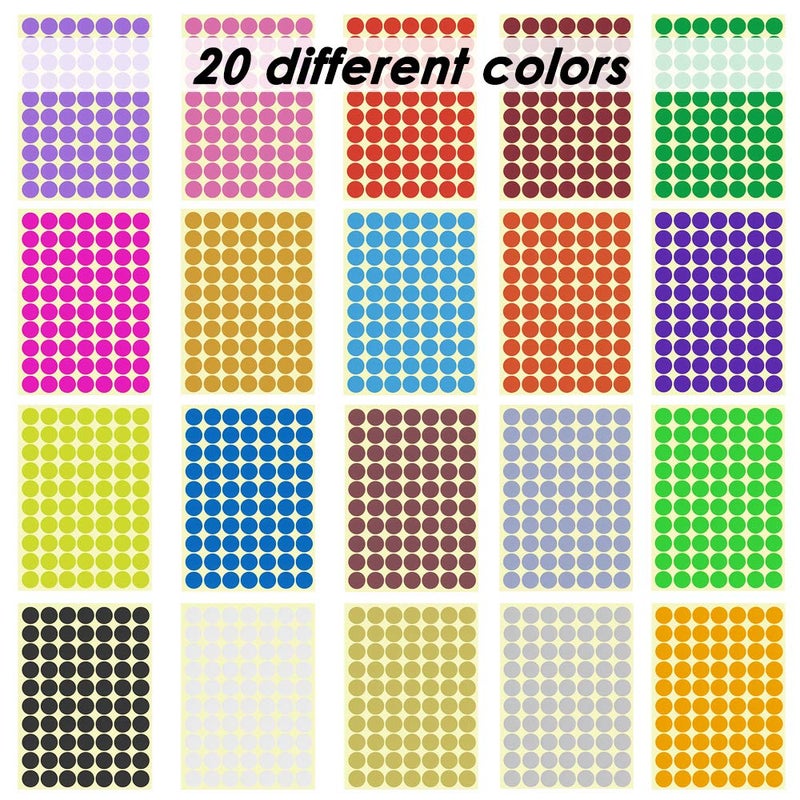 SourceTon 2800-Pack 3/4 Inch Round Color Coding Dots - 20 Vibrant Neon Colors, Removable Sticker Labels (70 per Sheet) - Image 2
