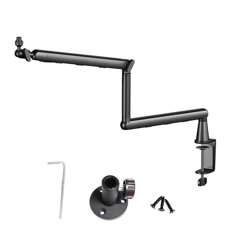Softline Pro Premium Microphone Boom Arm Stand with Riser, Desk Clamp, Grommet Mount, Cable Channels, 3/8" to 5/8" Threads, Heavy Metal Microphone Stand for Podcast, Vocal Recording, Gaming (SP RJ110) - Image 2