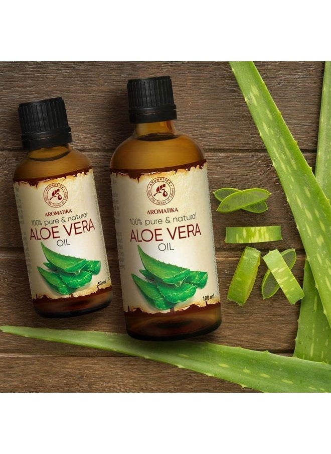 Aromatika - Aloe Vera Oil 1.7 Fl Oz (50ml) - 100% Pure & Natural - Aloe Barbadensis - Brasil - Care for Skin - Body - Hair Growth - Face Moisturizer - Baby Oils - Used for Massage - Bath - Image 1