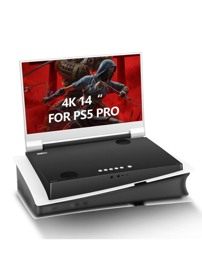 قصة جي شاشة G-STORY المحمولة للألعاب مقاس 14 بوصة IPS 4k 60Hz مدمجة مع PS5 pro (غير متضمنة) 3840 × 2160 مع منفذي HDMI وFreeSync ومكبر صوت ستيريو متعدد الوسائط مدمج - Image 1