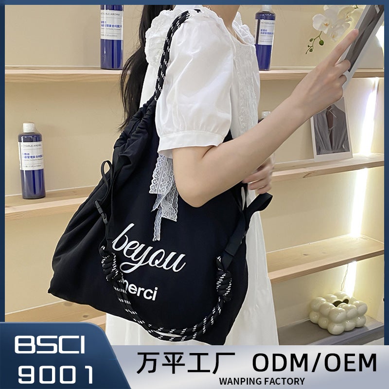 New Letter Printing Shoulder Bag Student Fashion Portable Class Cloth Bag Casual Large Capacity Crossbody Tote Bag - Image 2