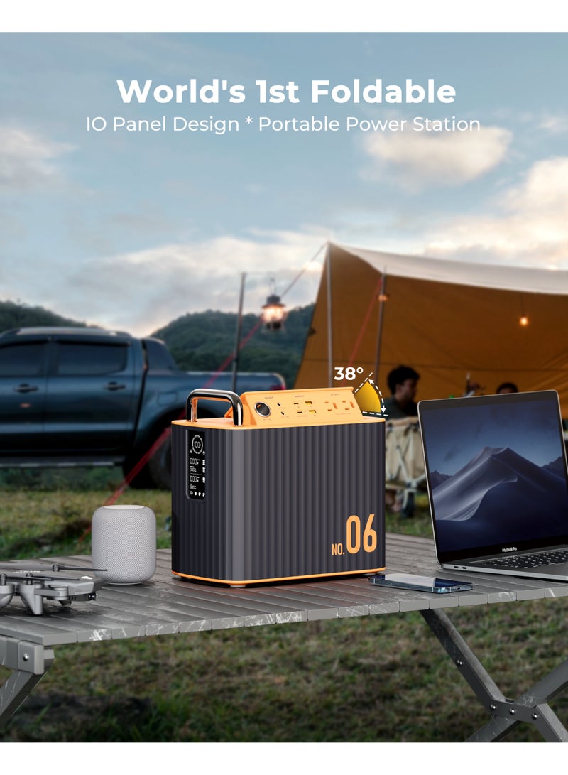 فولتمي محطة طاقة محمولة 600 واط (ذروة 1200 واط)، بطارية LiFePO4 بسعة 577.2 واط/ساعة (156,000 مللي أمبير)، مولد احتياطي مع شحن سريع USB-C PD 100 واط، مخرج AC 220 فولت، 8 منافذ إخراج، ضوء LED، موجة جيبية نقية، مصدر طاقة هادئ وقابل لإعادة الشحن للمنزل، التخييم، السيارات الترفيهية، السفر، الصيد، شحن اللابتوب، حالات الطوارئ وانقطاع الكهرباء – أسود - Image 2