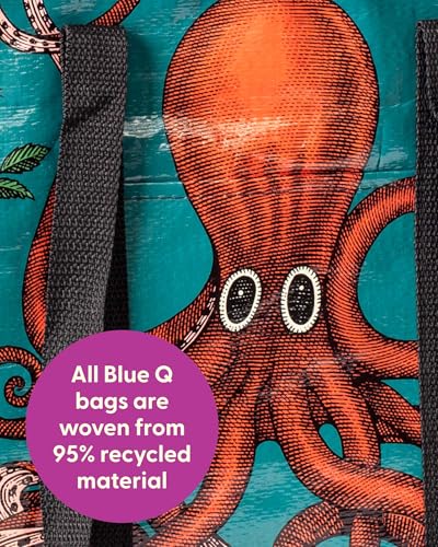 Blue Q Reusable Shoulder Tote Bag - Octopus - Carry Everywhere Bag with a Hefty Zipper, Exterior Pocket & Reinforced Floor, Easy to Clean, Spacious, Durable, & Fun Design, 95% Recycled Material - Image 3