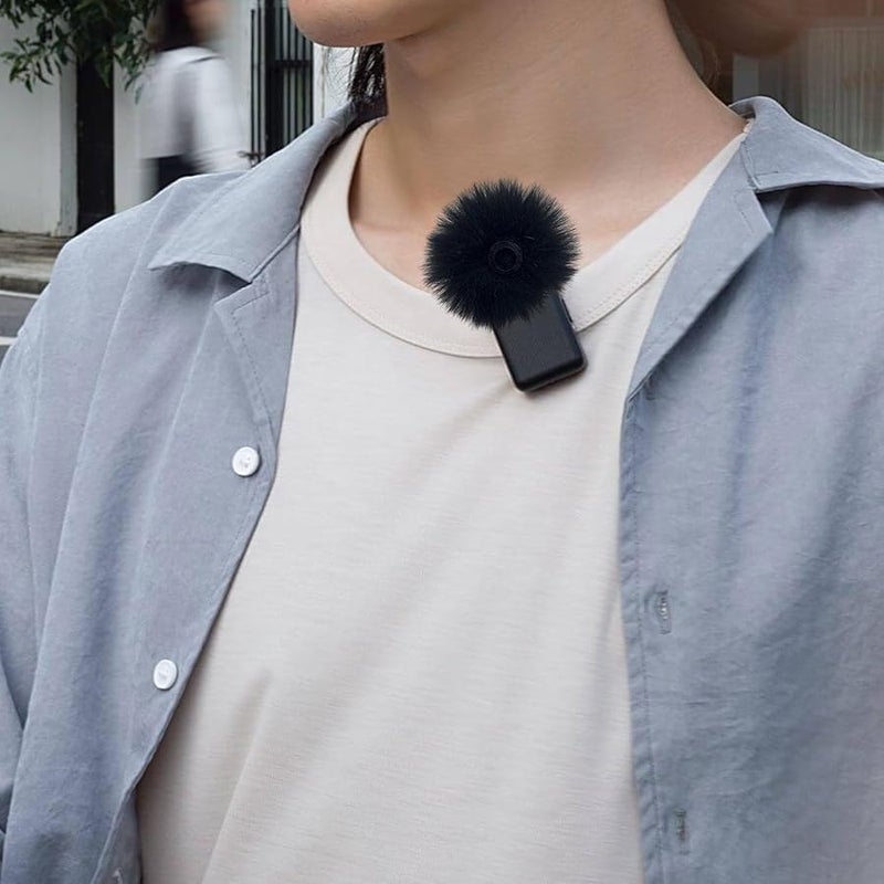 Black Plush Microphone Windscreen Cover For Podcasting And Collar Clip Mics - Image 3