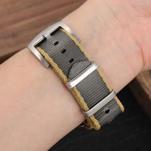 watchdives Nylon Watch Band 18mm 20mm 22mm Multicolor Replacement Watch Straps for Men Women (Yellow Gray, 22mm) - Image 5