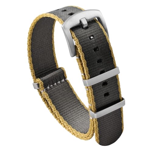 watchdives Nylon Watch Band 18mm 20mm 22mm Multicolor Replacement Watch Straps for Men Women (Yellow Gray, 22mm) - Image 1