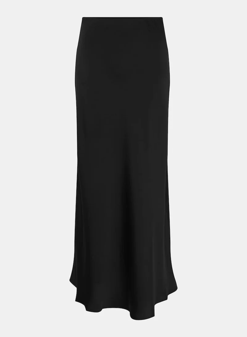 Needs No Label  Black Satin Maxi Slip Skirt for Women | Best Price UAE