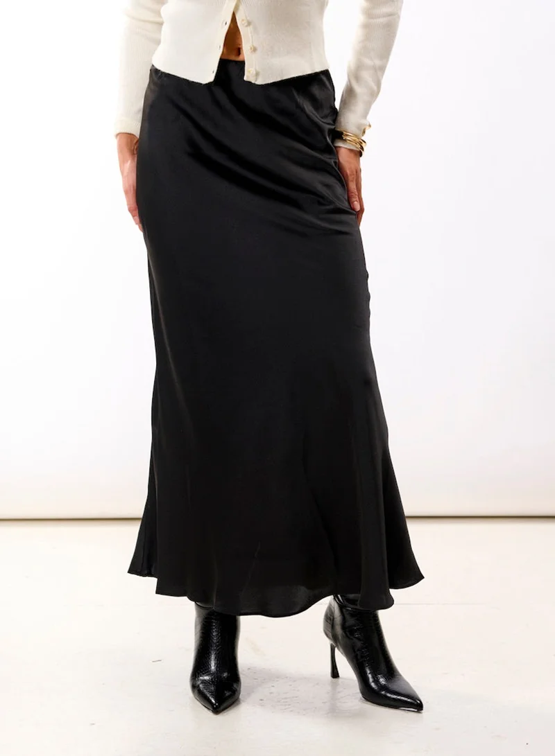 Needs No Label  Black Satin Maxi Slip Skirt for Women | Best Price UAE