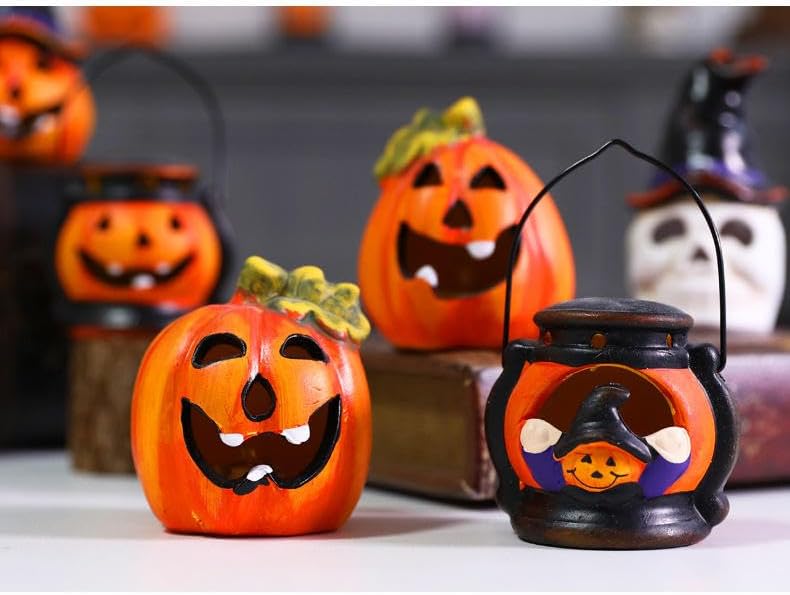 imene Halloween Pumpkin Decorations Figurines Indoorceramic Pumpkin Decorations for Home Display, Party Decor Items (Pumpkin D) - Image 4