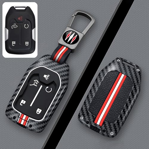 Coficoi Heavy Key Fob Cover for Gmc Sierra 1500,Alloy Car Keychain Protector Accessories for Gmc Chevy Silverado 2500HD 2019-2024 (5 Buttons, Carbon) - Image 1
