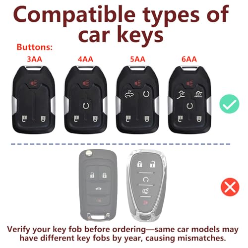 Coficoi Heavy Key Fob Cover for Gmc Sierra 1500,Alloy Car Keychain Protector Accessories for Gmc Chevy Silverado 2500HD 2019-2024 (5 Buttons, Carbon) - Image 4