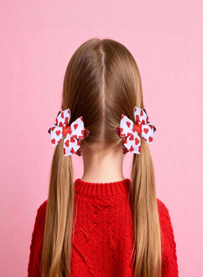 melyde Valentine's Day Hair Bow Clips Love Heart Hairpins Girls Teens Glitter Hair Accessories for Valentine Party School Decor, Love Heart - Image 3