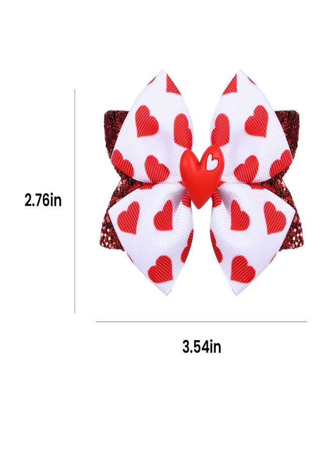 melyde Valentine's Day Hair Bow Clips Love Heart Hairpins Girls Teens Glitter Hair Accessories for Valentine Party School Decor, Love Heart - Image 5