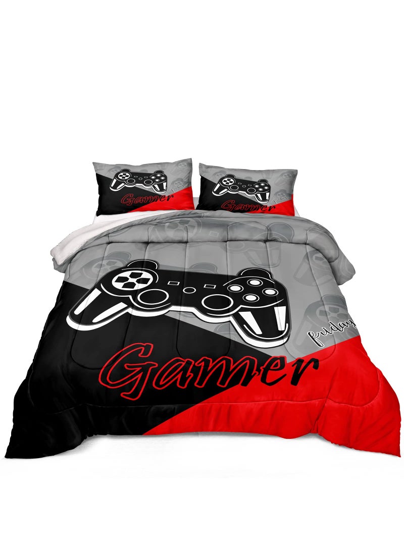 Z.Jian HOME Z.Jian HOME Gaming Comforter for Boys Teen Game Contoller Bedding Set for Kids Down Alternative Comforter for All Season Gamer Home Decor for Comforter Set Full 1 Comforter with 2 Pillowcases  - Image 1
