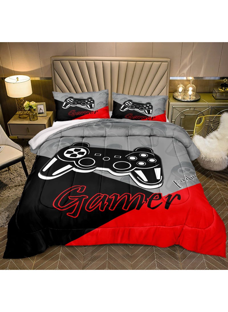 Z.Jian HOME Z.Jian HOME Gaming Comforter for Boys Teen Game Contoller Bedding Set for Kids Down Alternative Comforter for All Season Gamer Home Decor for Comforter Set Full 1 Comforter with 2 Pillowcases  - Image 2