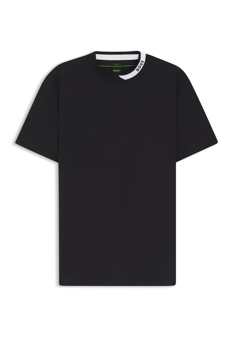 BOSS Stretch-cotton T-shirt with logo collar