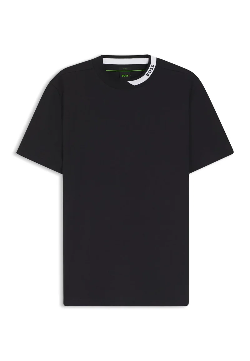 BOSS Dark Blue T-shirt in stretch cotton with a logo collar for Men | Best Price UAE