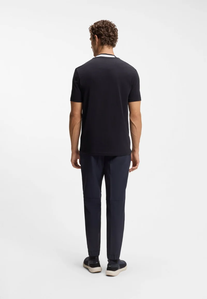 BOSS Dark Blue T-shirt in stretch cotton with a logo collar for Men | Best Price UAE