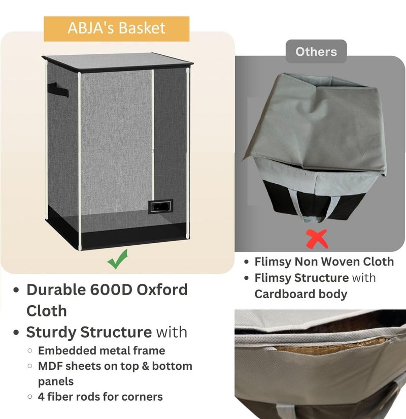 Abja Novelties ABJA NOVELTIES Premium Large 75 Ltr Laundry Basket With Lid Foldable Storage Bag Metal FrameMulticolor - Image 4