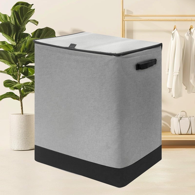 Abja Novelties ABJA NOVELTIES Premium Large 75 Ltr Laundry Basket With Lid Foldable Storage Bag Metal FrameMulticolor - Image 1