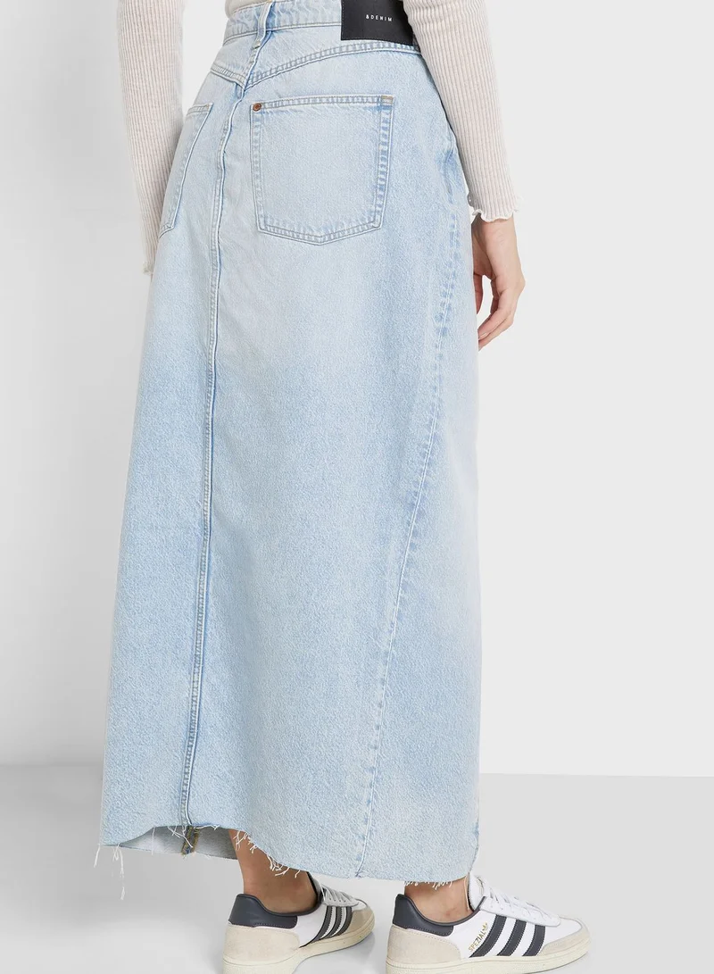 H&M Front Slit Denim Skirt