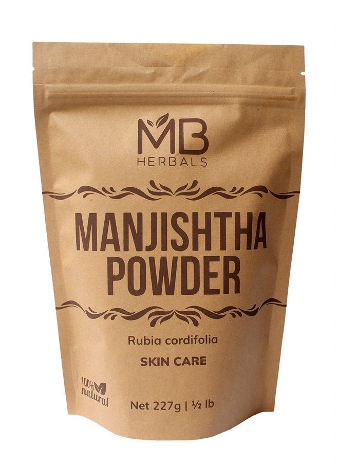 MB Herbals مسحوق مانجيشثا 8 أونصات / 227 جرام | 0.5 رطل | مسحوق جذر روبيّا كورديفوليا | مسحوق جذر المادير الهندي المزروع عضوياً مانجيشثا | يعزز صحة البشرة والشعر - Image 1