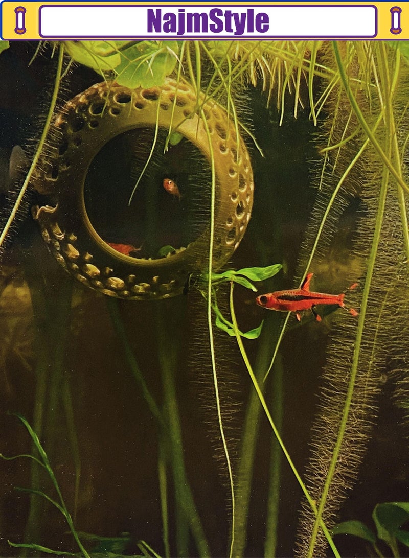 نجم ستايل كهف بيتا الكهف | مخبأ حوض السمك وزخرفة الأرجوحة الشبكية ، حوض سباحة لسمك البيتا والأسماك الصغيرة والروبيان - زينة حوض السمك مع حامل نباتات - Image 5