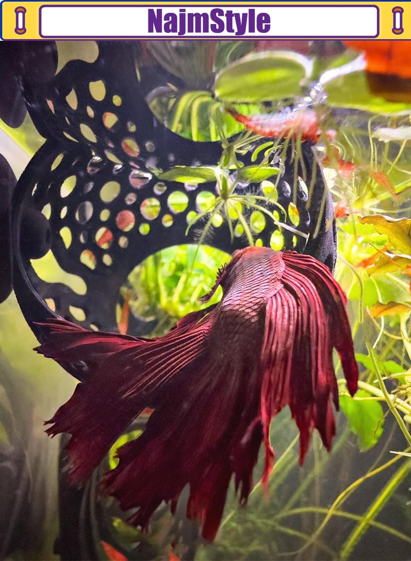 نجم ستايل كهف بيتا الكهف | مخبأ حوض السمك وزخرفة الأرجوحة الشبكية ، حوض سباحة لسمك البيتا والأسماك الصغيرة والروبيان - زينة حوض السمك مع حامل نباتات - Image 4