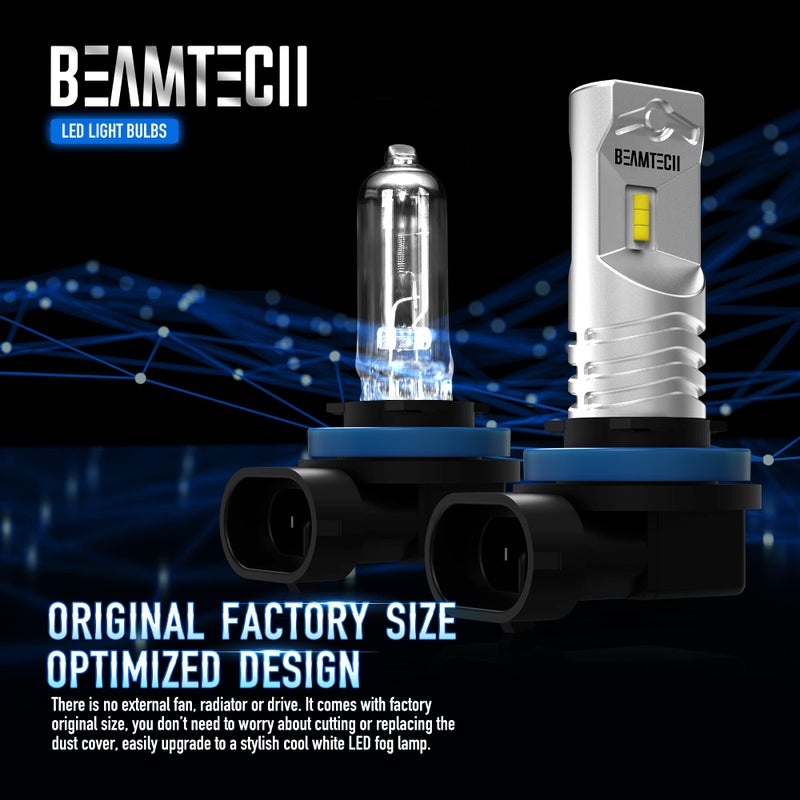 BEAMTECH H11 Led Fog Light Bulb, CSP Chips 6500K 800 Lumens Xenon White Extremely Super Bright of 2 - Image 2