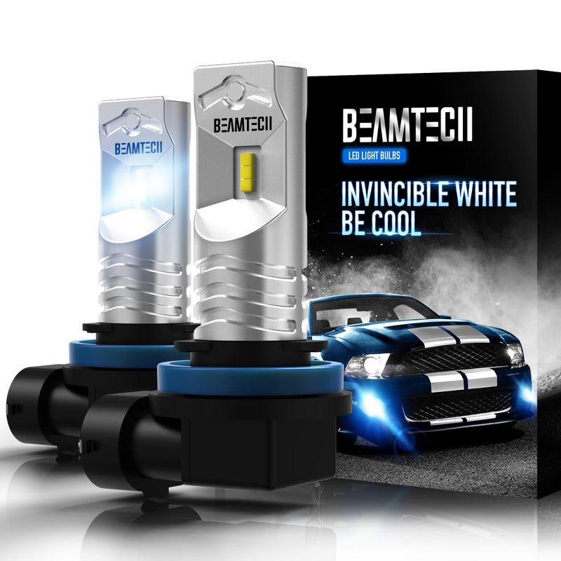BEAMTECH H11 Led Fog Light Bulb, CSP Chips 6500K 800 Lumens Xenon White Extremely Super Bright of 2 - Image 1