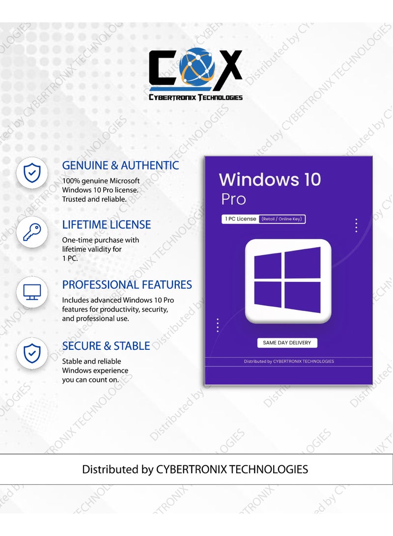 Quick Heal Microsoft Windows 10 Pro | 1 PC License (Retail / Online Key) + Quick Heal Antivirus Pro for 1 Window Device 1 Year | Digital Subscription | SAME DAY DELIVERY - Image 2