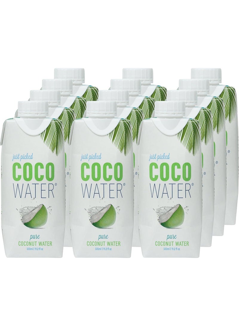اختار للتو ماء جوز الهند من جست بيكد - عبوة من 12 زجاجة - ماء جوز هند نقي 100%، بدون إضافة سكر، ترطيب طبيعي - زجاجات سعة 330 مل - Image 1
