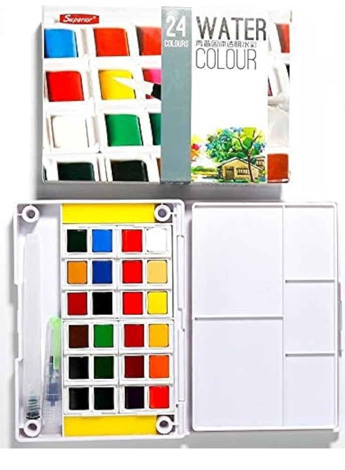 Superior -24 Watercolor Painting Set With Paintbrush - Image 1