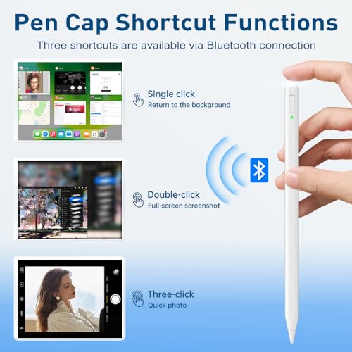 Uogic Stylus Pen with Shortcut Function, Active Pencil for iPad 6/7/8/9/10, Pro 11"/12.9", Air 3/4/5, mini 5/6, Pro M4, Air M2 - Image 3