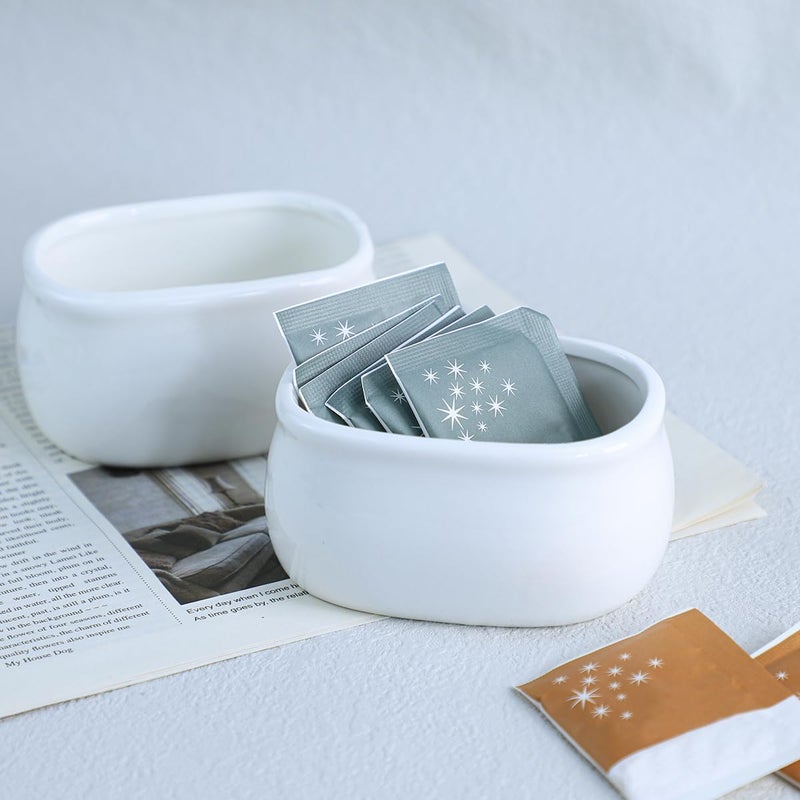 Sizikato Pure White Porcelain Sugar Packet Holder Tea Bag Bowl 37 Inches - Image 3