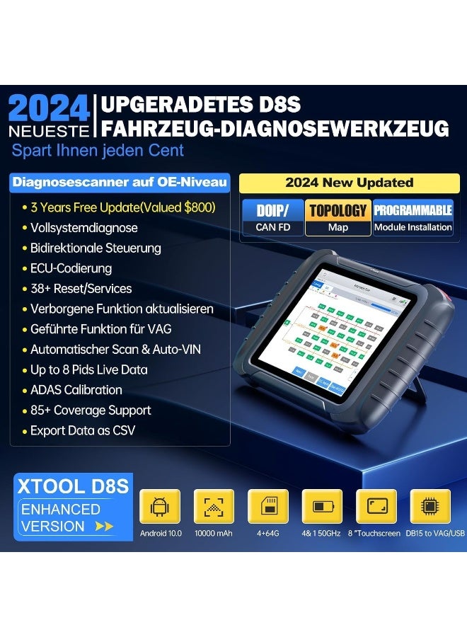 XTOOL XTOOL D8S OBD2 Scanner: 2025 Bidirectional Car Diagnostic Tool 2.0  - Image 2