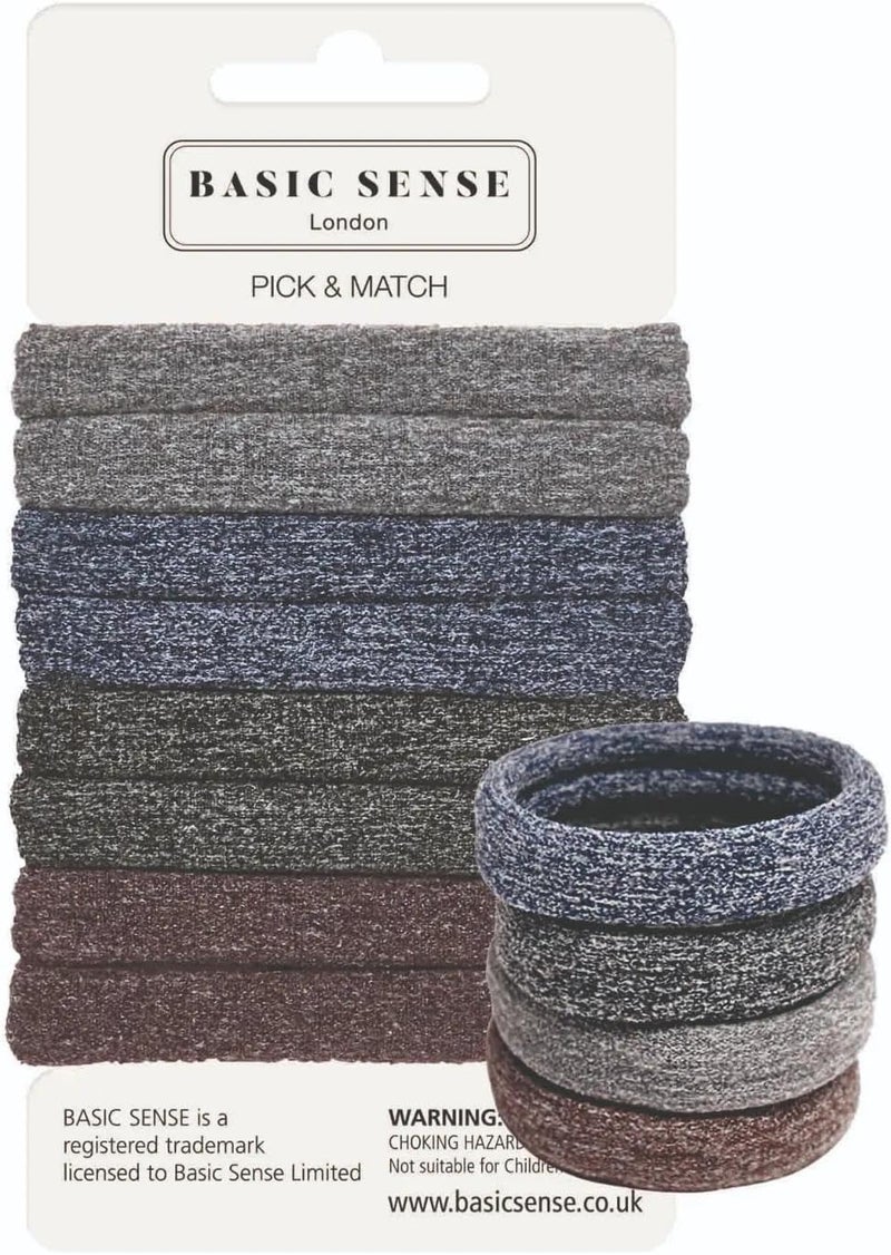 Basic Sense Gym Hair Ties Unique Soft Jersey Bobbles Strong Hold Seamless Elastics MetalFree for Active Lifestyles Grey