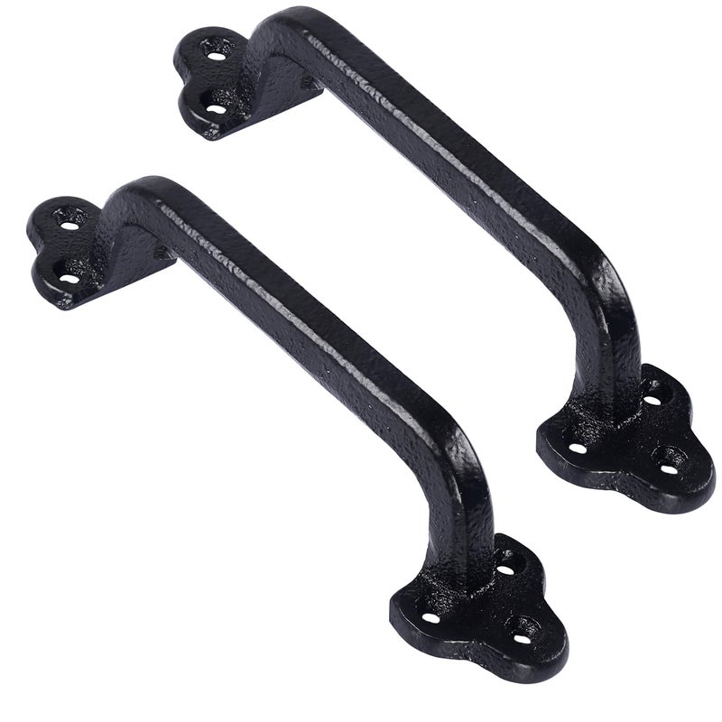 Dseap Barn Door Handle 9 Heavy Duty Rustic Cast Iron Gate Grab Handles and Pulls Black Pack of 2