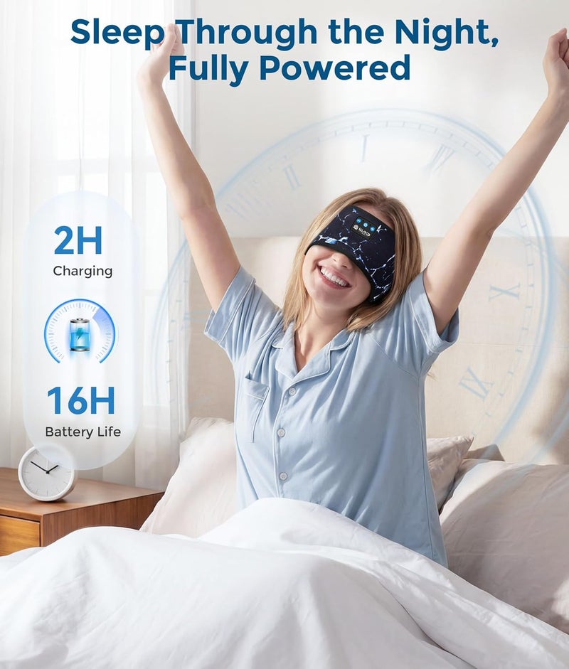 LOVE EYE سماعات نوم، عصابة رأس للسماعات للنوم والرياضة مع مكبرات صوت بلوتوث رفيعة، سماعات أذن لاسلكية للموسيقى، هدايا تكنولوجية للرجال والنساء والمراهقين، لليوجا والتمارين واللياقة البدنية والاسترخاء والسفر، قوس البرق - Image 5