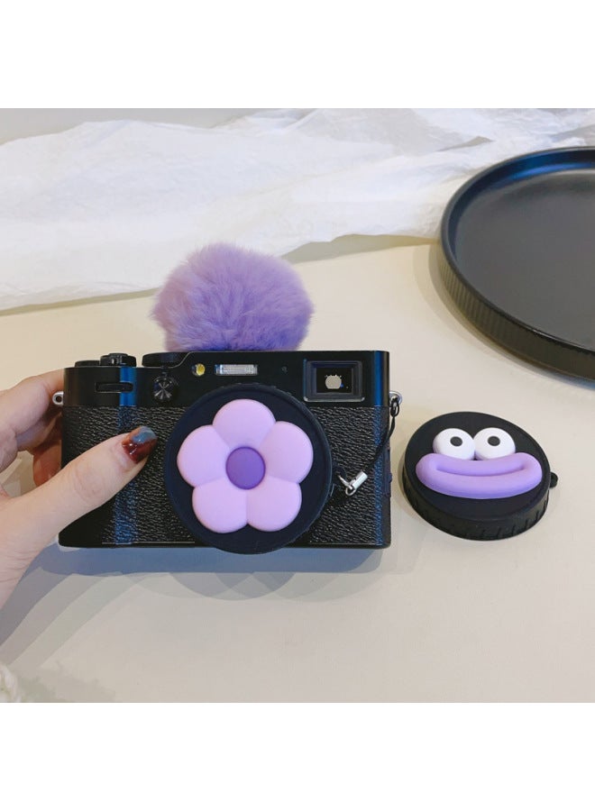 Silicone Cover Lens Cover For Fuji X100VI Universal X100V Zv1m2 Protective Cover RX100 With Anti-losing Rope-Color:Black Cover-strawberry Bear On Top Of Head - Image 2