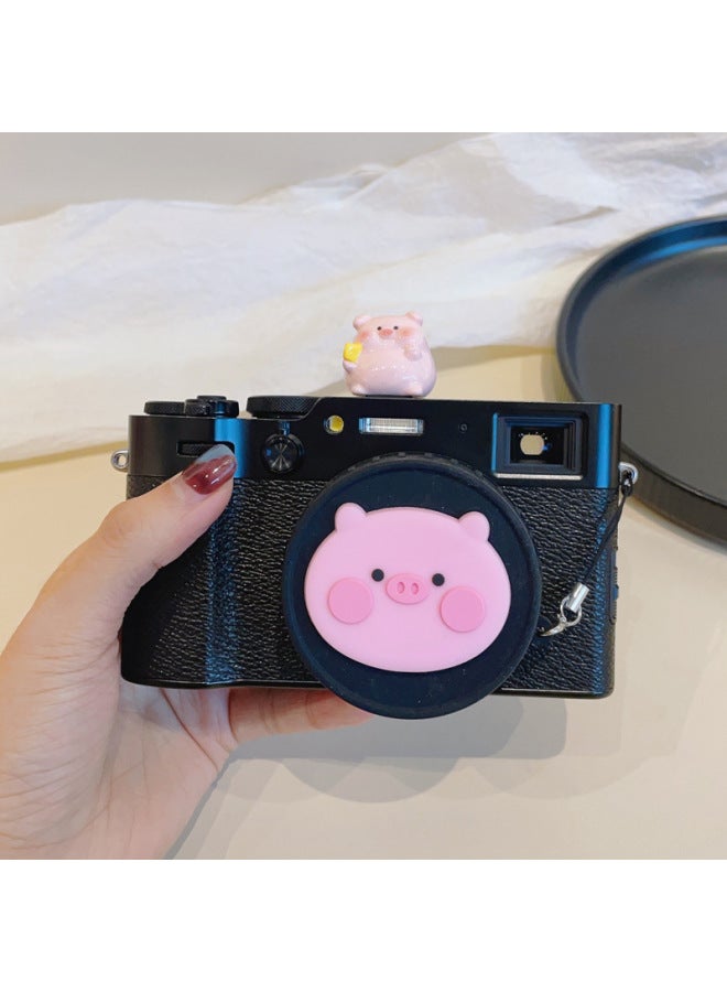 Silicone Cover Lens Cover For Fuji X100VI Universal X100V Zv1m2 Protective Cover RX100 With Anti-losing Rope-Color:Black Cover-strawberry Bear On Top Of Head - Image 5
