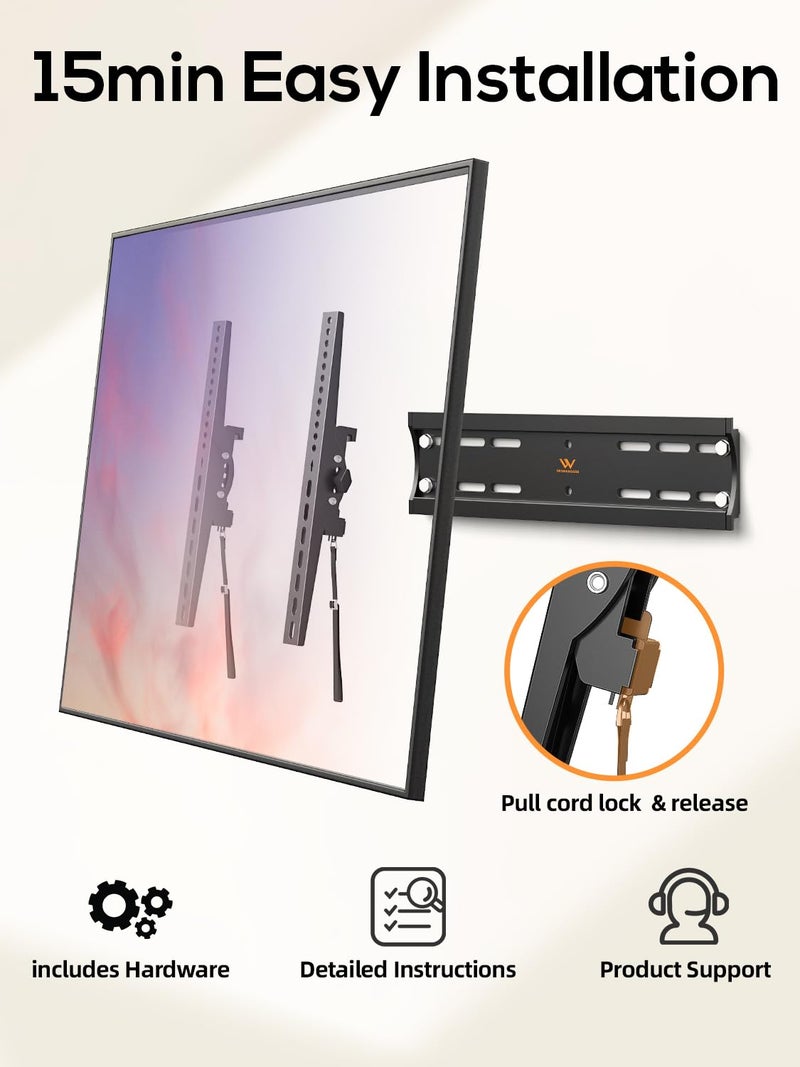 IWORKBOARD 40 50 55 inch Tilting TV Wall Mount for 24-65 '' TVs, Low Profile TV Mount, Ultra Slim Wall Mounts TVs Bracket, Max VESA 400x400mm, 99 lbs & 16 inch Studs, Fit Most 32+ 42 43 45 Screen - Image 4