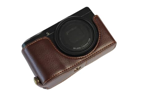 BolinUS Ricoh GR III Case, BolinUS Handmade Genuine Real Leather Half Camera Case Bag Cover for Ricoh GR III Bottom Opening Version + Hand Strap (Coffee) - Image 1