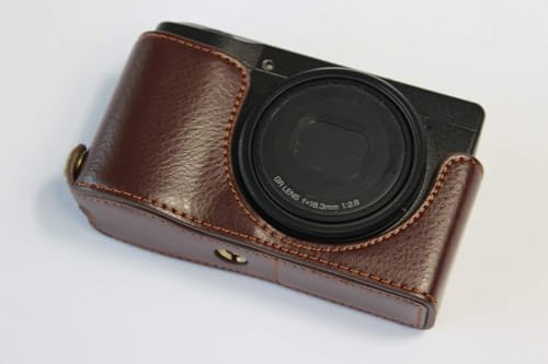 BolinUS Ricoh GR III Case, BolinUS Handmade Genuine Real Leather Half Camera Case Bag Cover for Ricoh GR III Bottom Opening Version + Hand Strap (Coffee) - Image 2