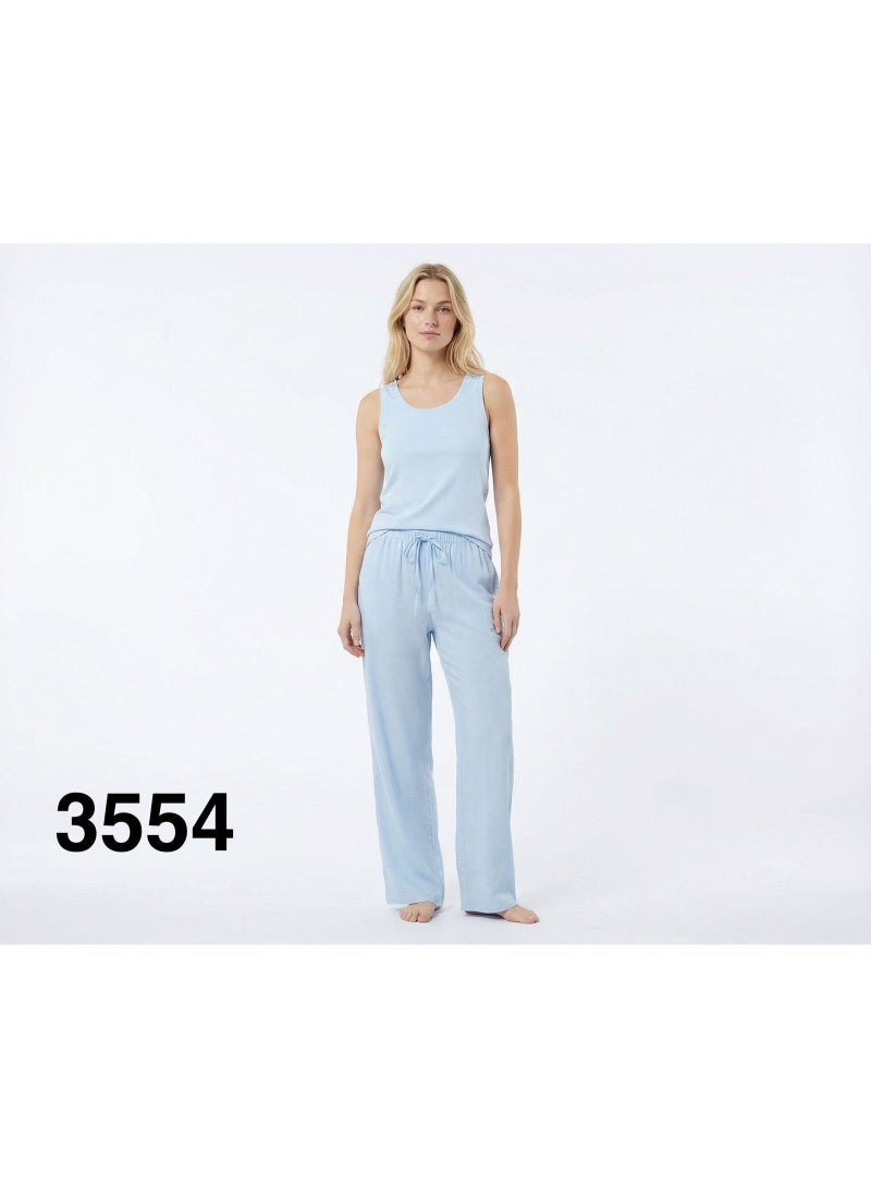 Vanilla Women's Cotton Outfit Set, Tank Top and Wide-Leg Trousers, Casual Loungewear Code 3554